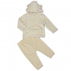 H23562:  Baby Unisex Sheep Hooded Plush Fleece Top & Jog Pant Set (6-24 Months)